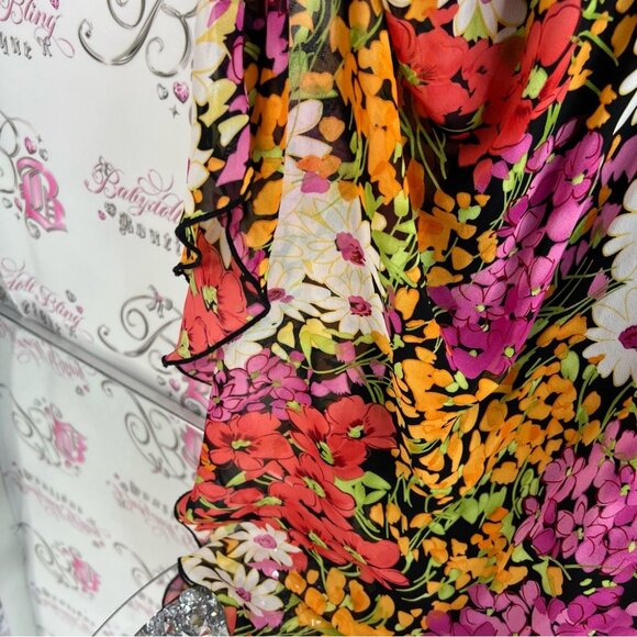 Scarlett dress flowers braided straps Black and Multicolor Floral Maxi Dress - Picture 8 of 13